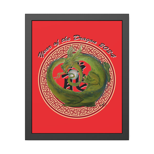 Red Lunar Dragon Framed Paper Posters