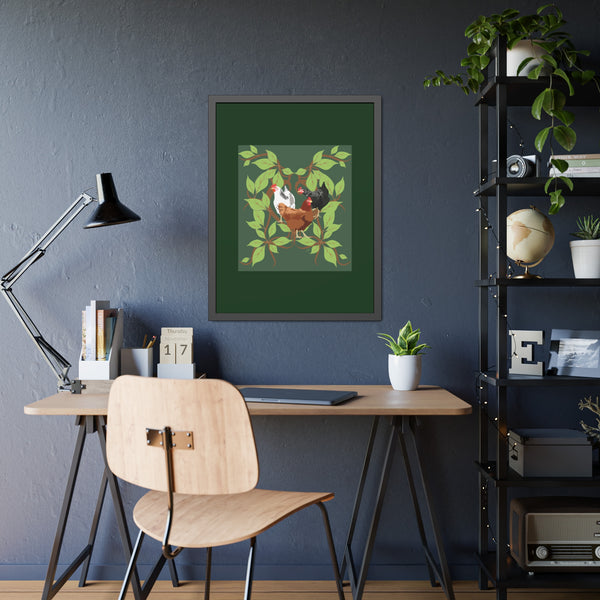 Three French Hens Framed Paper Posters