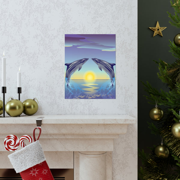 Dolphin Love Premium Matte vertical posters