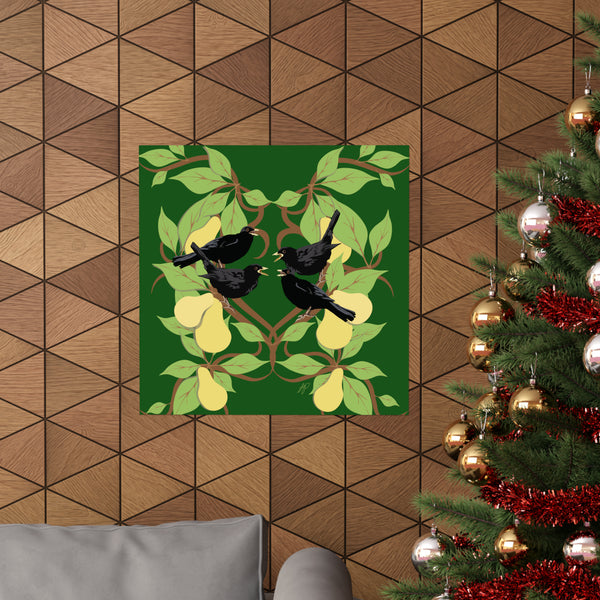 Four Colly Birds of Christmas Premium Matte vertical posters