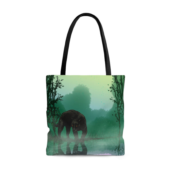 Black Panther with Reflection AOP Tote Bag