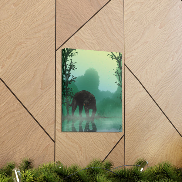 Black Panther with Reflection  Canvas Gallery Wraps
