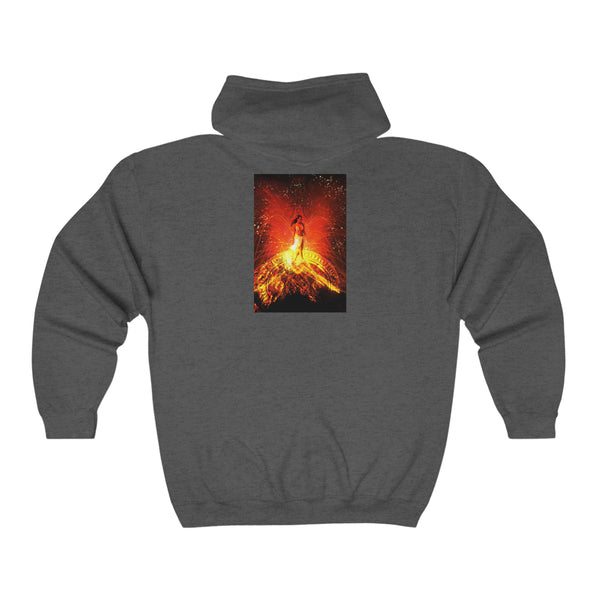 Madam Pele, Volcano Goddess Unisex Heavy Blend™ Full Zip Hooded Sweatshirt