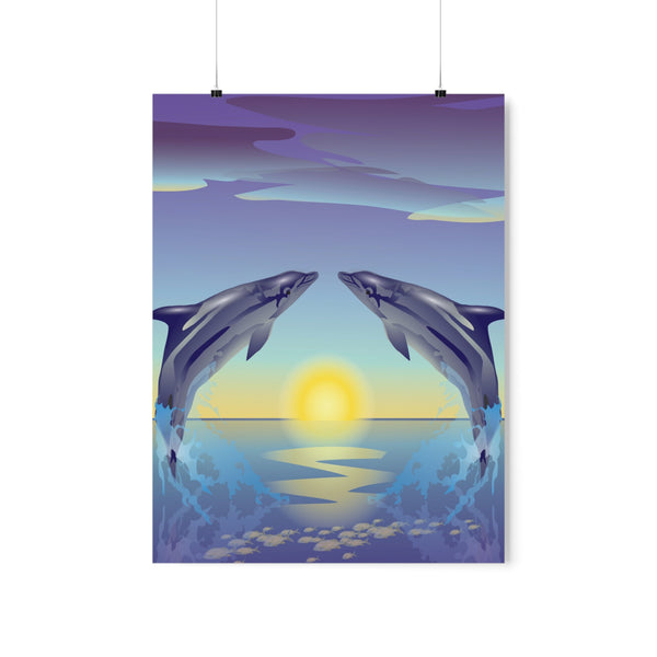 Dolphin Love Premium Matte vertical posters