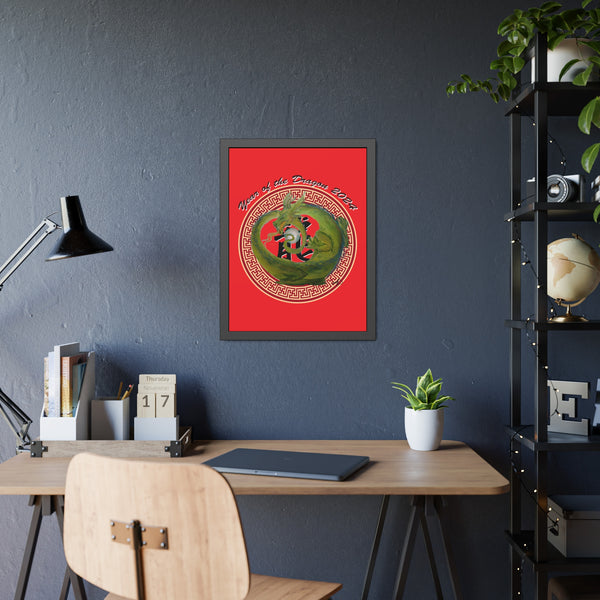 Red Lunar Dragon Framed Paper Posters