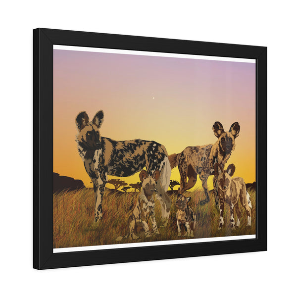 African Painted Dog Family Framed Paper Posters