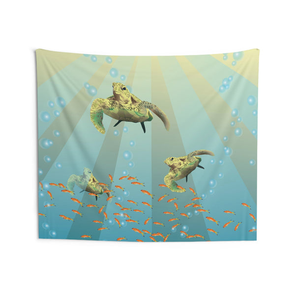 Turtles Under the Sea Indoor Wall Tapestries