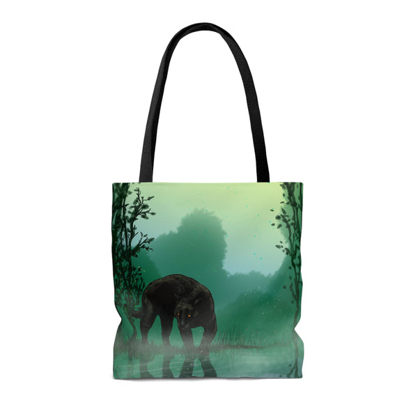 Black Panther with Reflection AOP Tote Bag