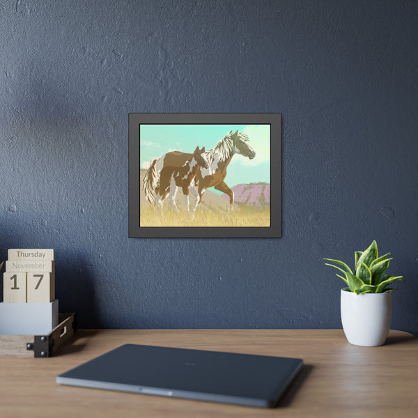 Mare and Colt Mustang Framed Paper Posters