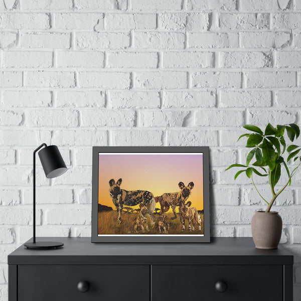 African Painted Dog Family Framed Paper Posters