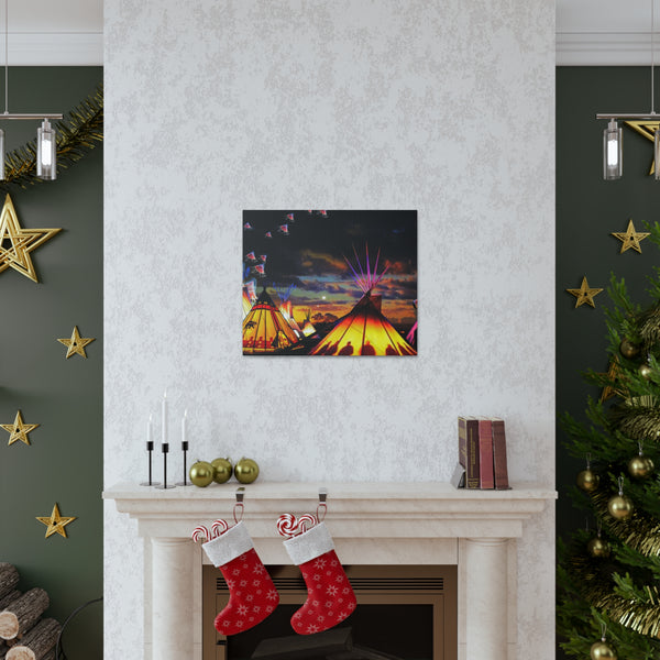 Glowing Teepees Canvas Gallery Wraps