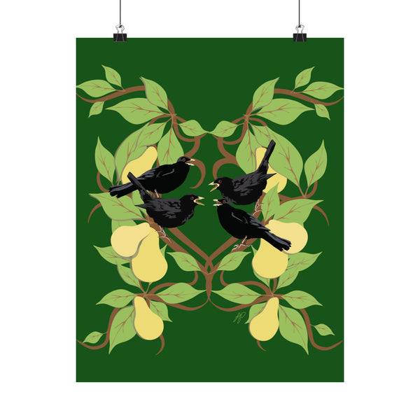 Four Colly Birds of Christmas Premium Matte vertical posters