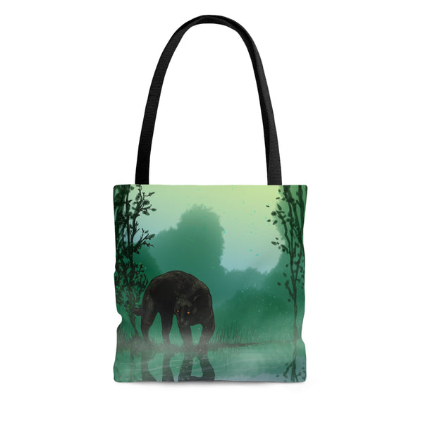 Black Panther with Reflection AOP Tote Bag