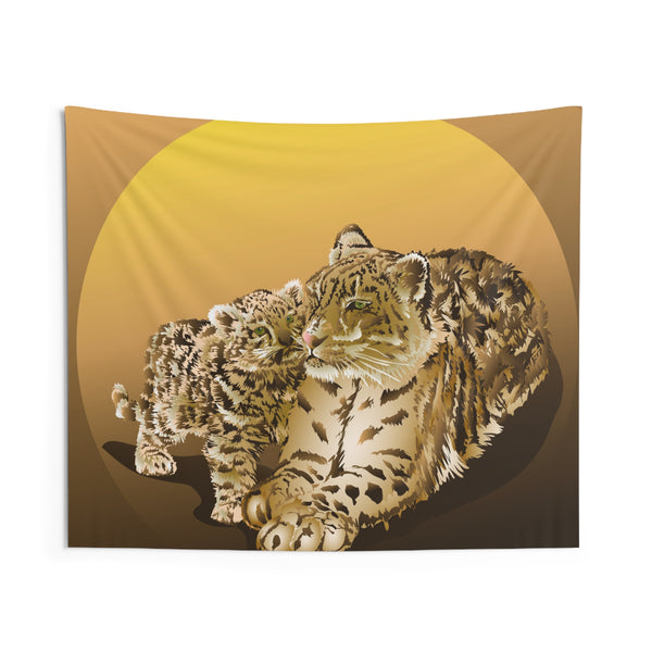 Amur Leopard Love Indoor Wall Tapestries