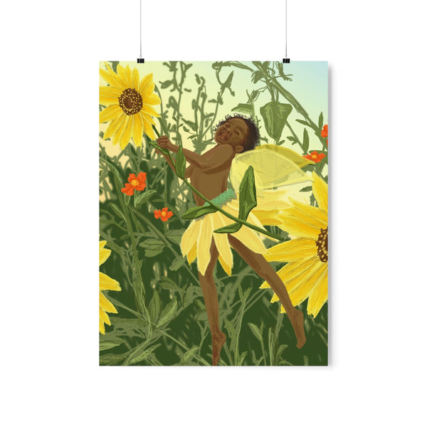 Sunflower Fairy Premium Matte vertical posters