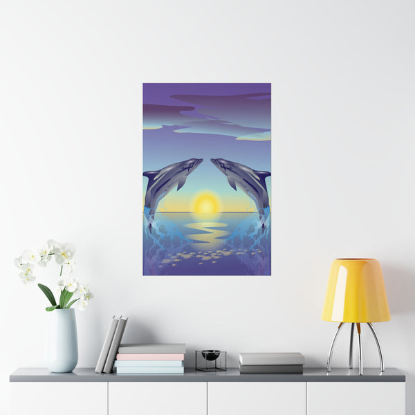 Dolphin Love Premium Matte vertical posters