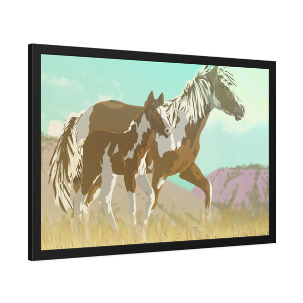 Mare and Colt Mustang Framed Paper Posters