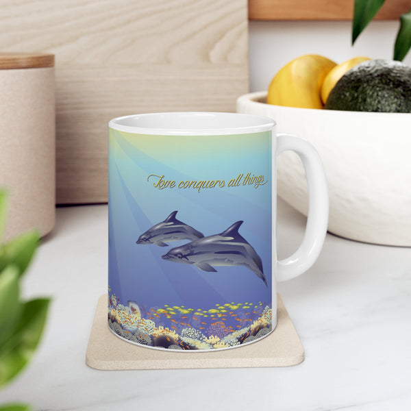2 Dolphins Love Ceramic Mug 11oz