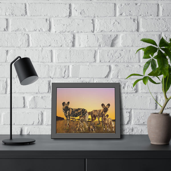 African Painted Dog Family Framed Paper Posters
