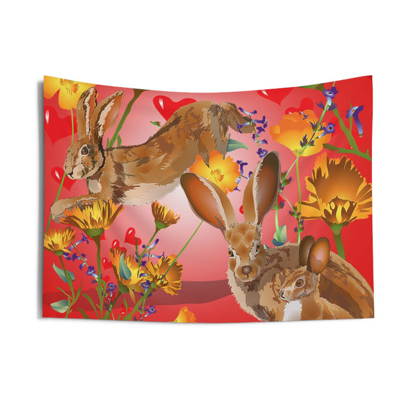 Jackrabbit Red Indoor Wall Tapestries