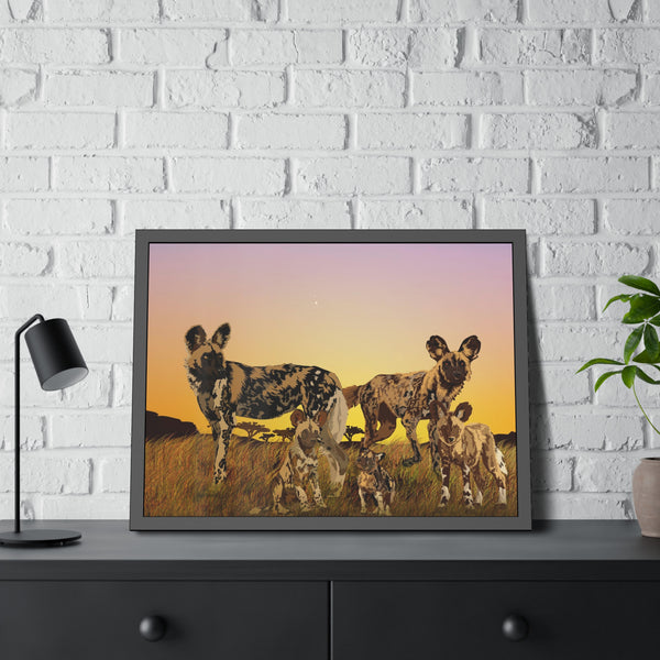 African Painted Dog Family Framed Paper Posters