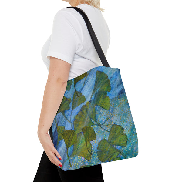 Ginkgo Leaves with Water Dragon AOP Tote Bag