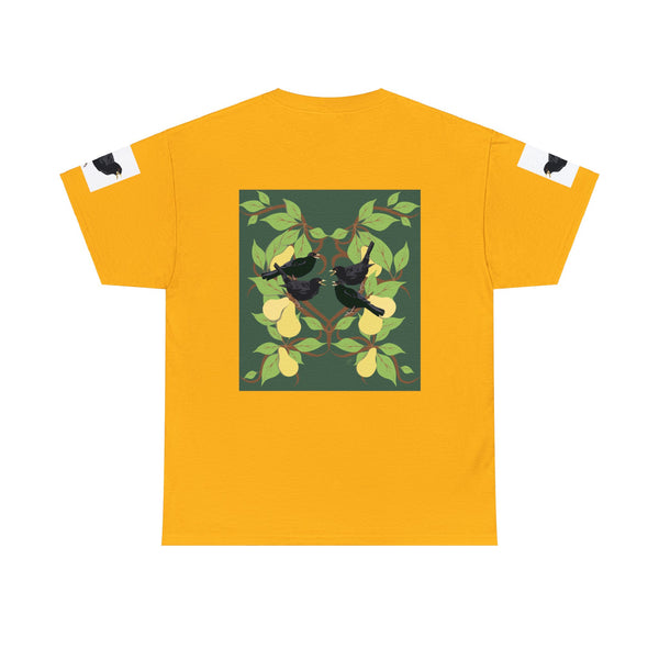 Four Colly Birds of Christmas Unisex Heavy Cotton Tee