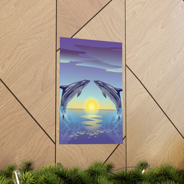 Dolphin Love Premium Matte vertical posters