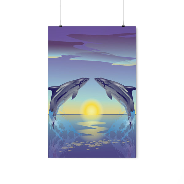 Dolphin Love Premium Matte vertical posters