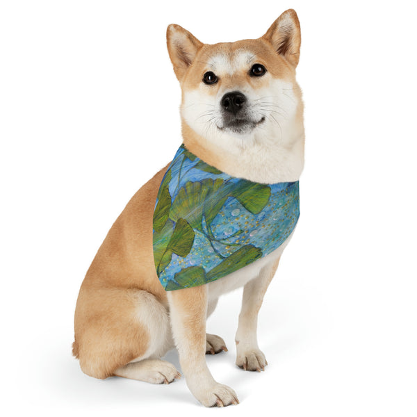 Ginkgo Leaves N Water Dragon Pet Bandana Collar