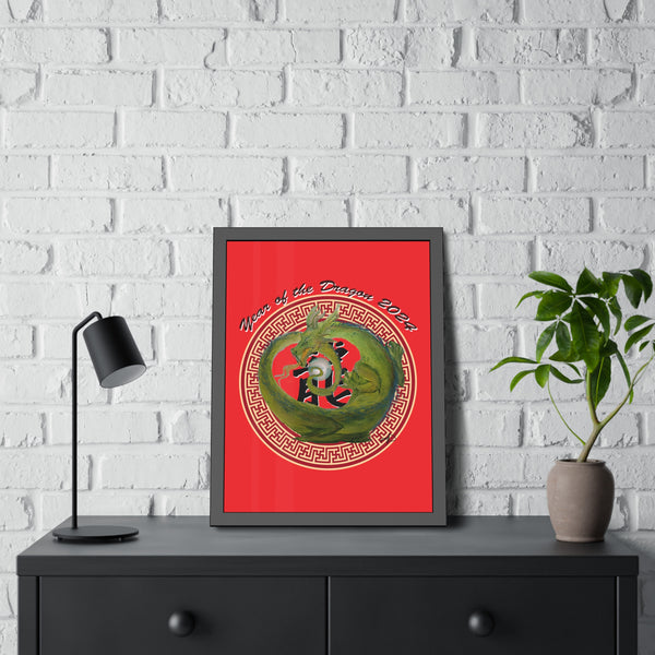 Red Lunar Dragon Framed Paper Posters