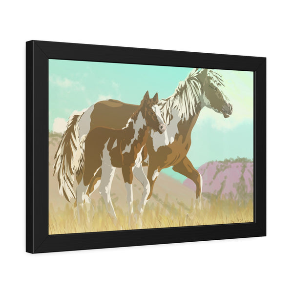 Mare and Colt Mustang Framed Paper Posters