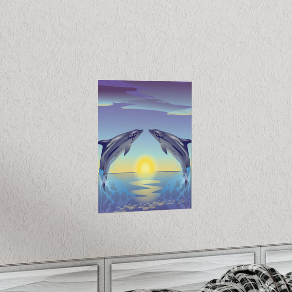 Dolphin Love Premium Matte vertical posters