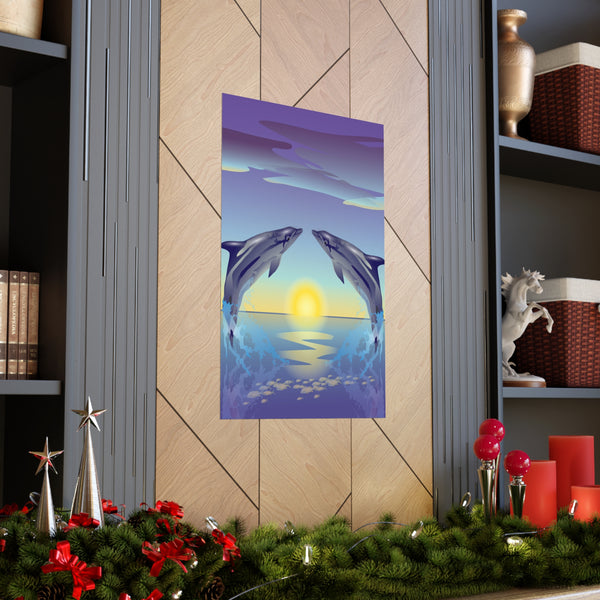 Dolphin Love Premium Matte vertical posters