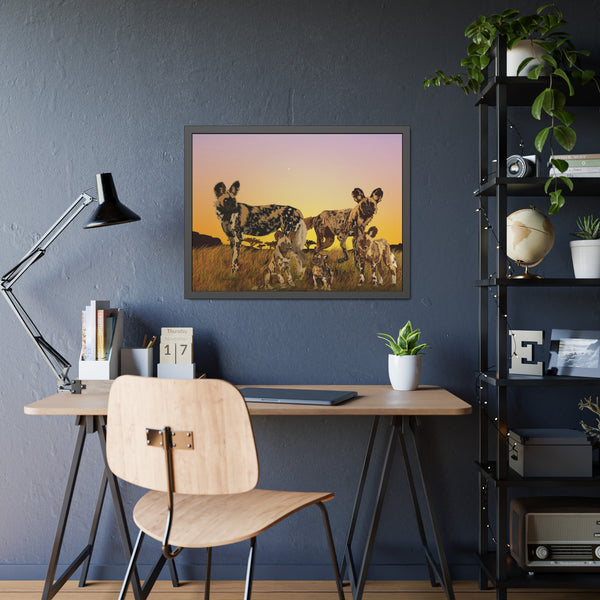 African Painted Dog Family Framed Paper Posters