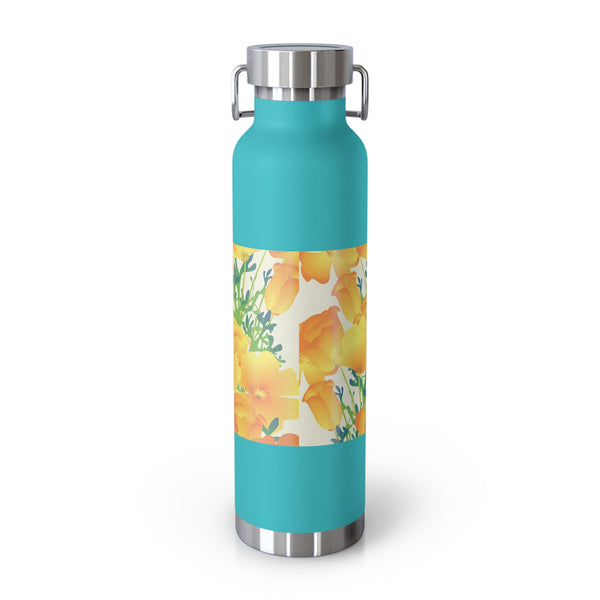 Poppies Copper Vacuum Insulated Bottle, 22oz