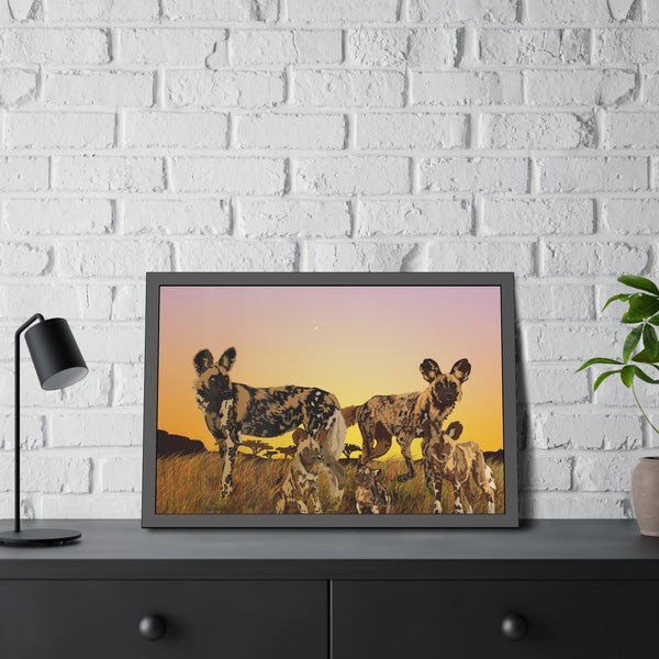 African Painted Dog Family Framed Paper Posters