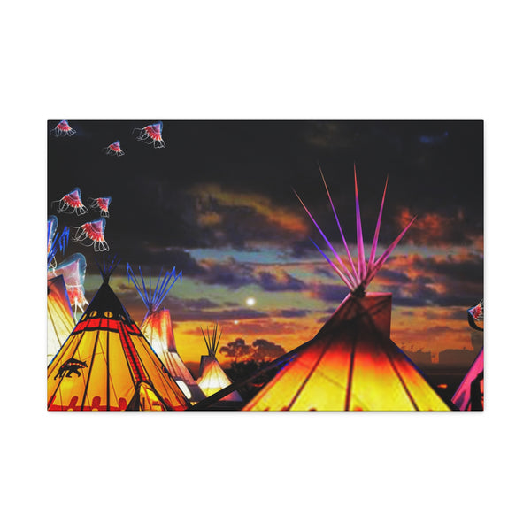 Glowing Teepees Canvas Gallery Wraps