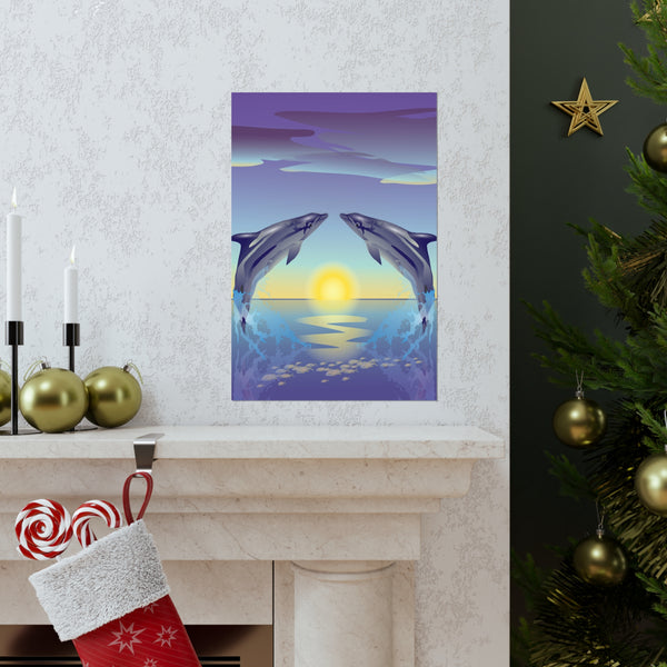 Dolphin Love Premium Matte vertical posters