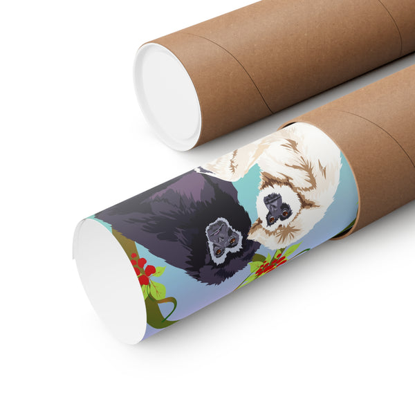 Monkey Love Endangered Hoolock Gibbon Pair Premium Matte vertical posters