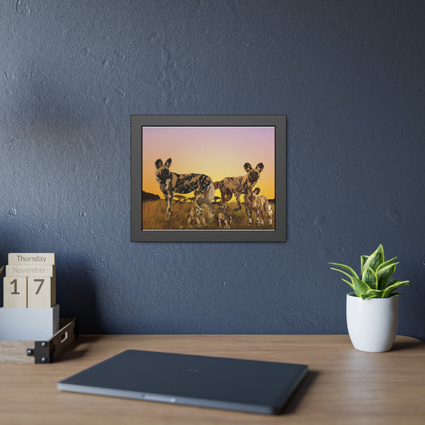 African Painted Dog Family Framed Paper Posters