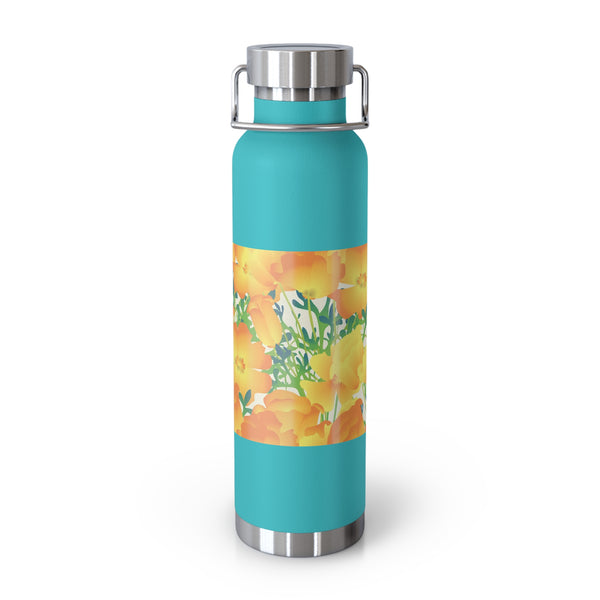 Poppies Copper Vacuum Insulated Bottle, 22oz