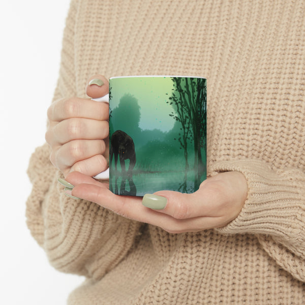 Black Panther with Reflection Ceramic Mug 11oz