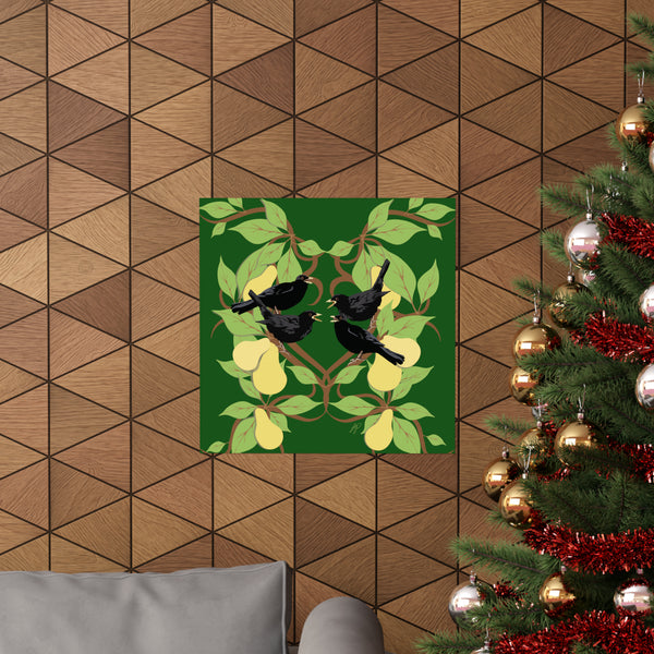 Four Colly Birds of Christmas Premium Matte vertical posters