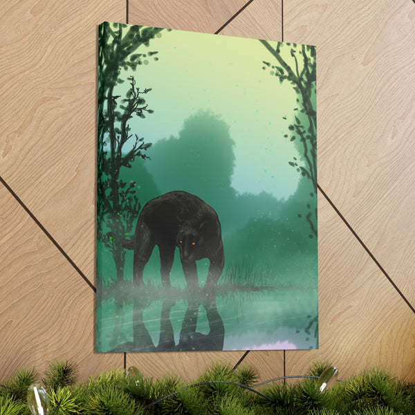 Black Panther with Reflection  Canvas Gallery Wraps