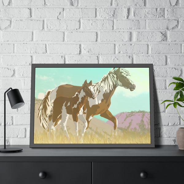 Mare and Colt Mustang Framed Paper Posters