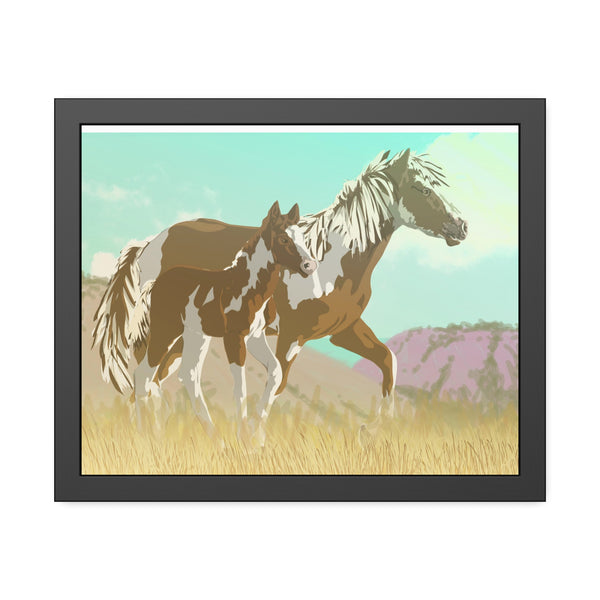 Mare and Colt Mustang Framed Paper Posters