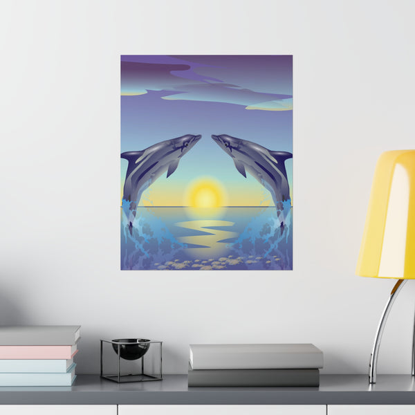 Dolphin Love Premium Matte vertical posters