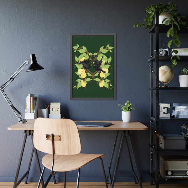 Four Colly Birds Framed Paper Posters