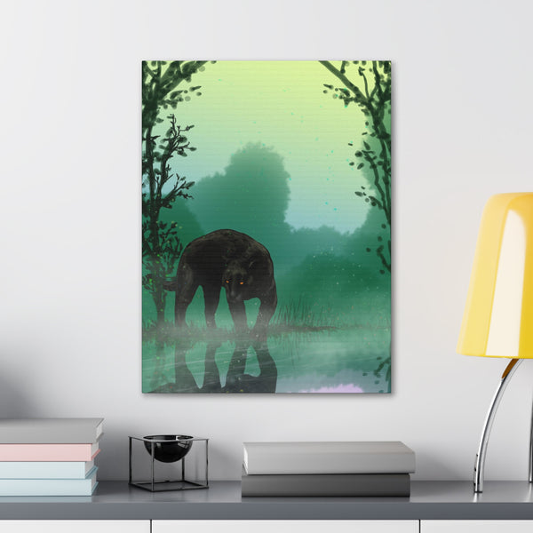 Black Panther with Reflection  Canvas Gallery Wraps